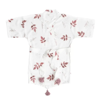 Dziecięce kimono bambusowe – dirty pink leaves / Bolo