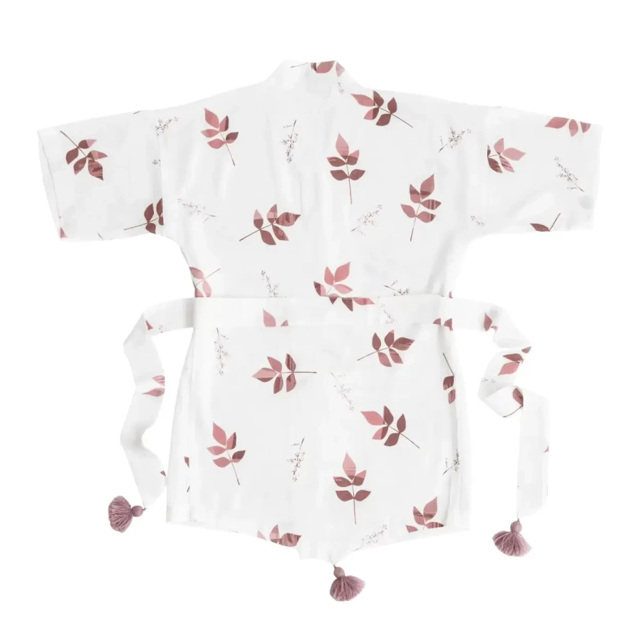 Dziecięce kimono bambusowe – dirty pink leaves / Bolo