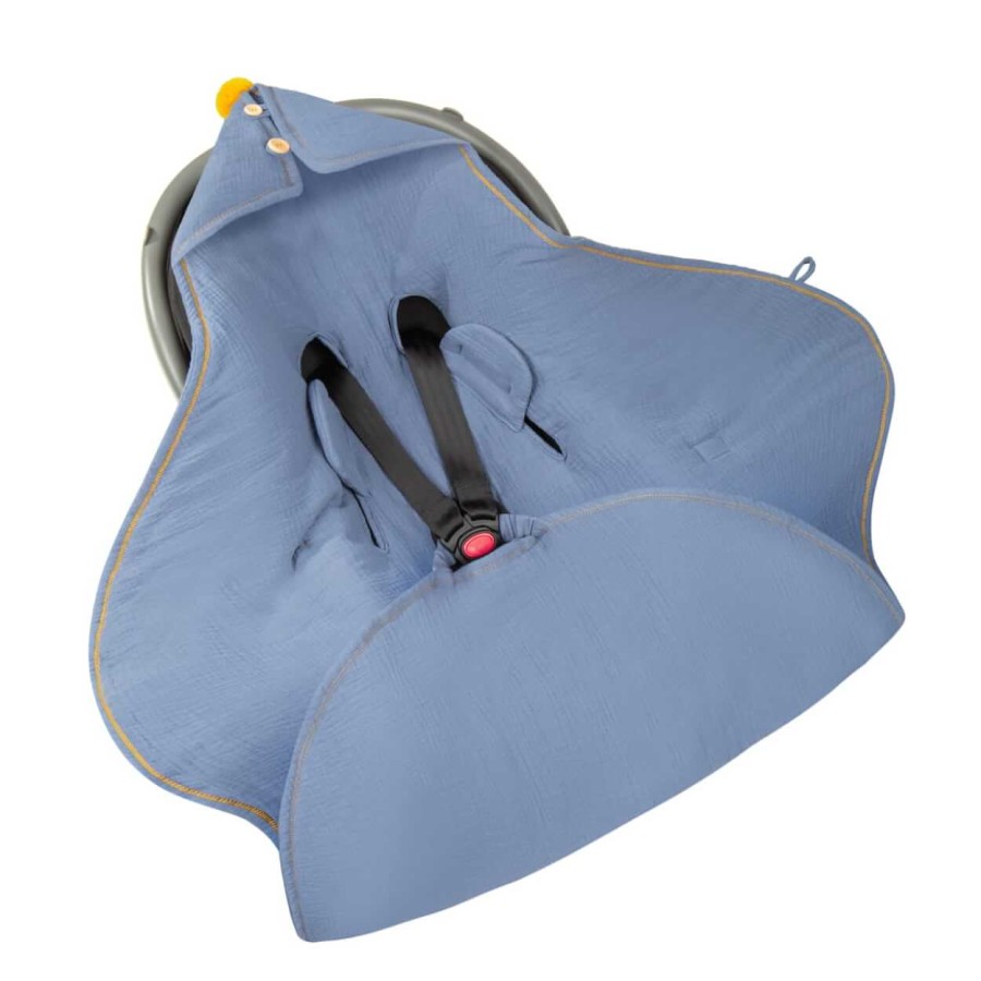 Letni muślinowy kocyk do fotelika - petrol / Sleepee