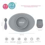 Komplet pierwszych naczyń silikonowych First Foods Set szary / EZPZ