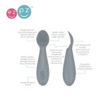 Komplet pierwszych naczyń silikonowych First Foods Set szary / EZPZ