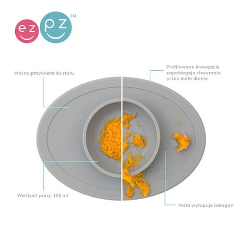 Komplet pierwszych naczyń silikonowych First Foods Set szary / EZPZ