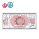 Komplet pierwszych naczyń silikonowych First Foods Set pastelowy róż / EZPZ