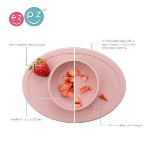 Komplet pierwszych naczyń silikonowych First Foods Set pastelowy róż / EZPZ
