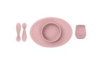 Komplet pierwszych naczyń silikonowych First Foods Set pastelowy róż / EZPZ