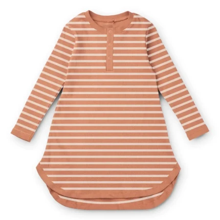 Koszula nocna Alva - Stripe Tuscany rose, Sandy / Liewood