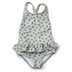 Jednoczęściowy kostium kąpielowy z falbanką Amara - Floral, Mist mix / Liewood