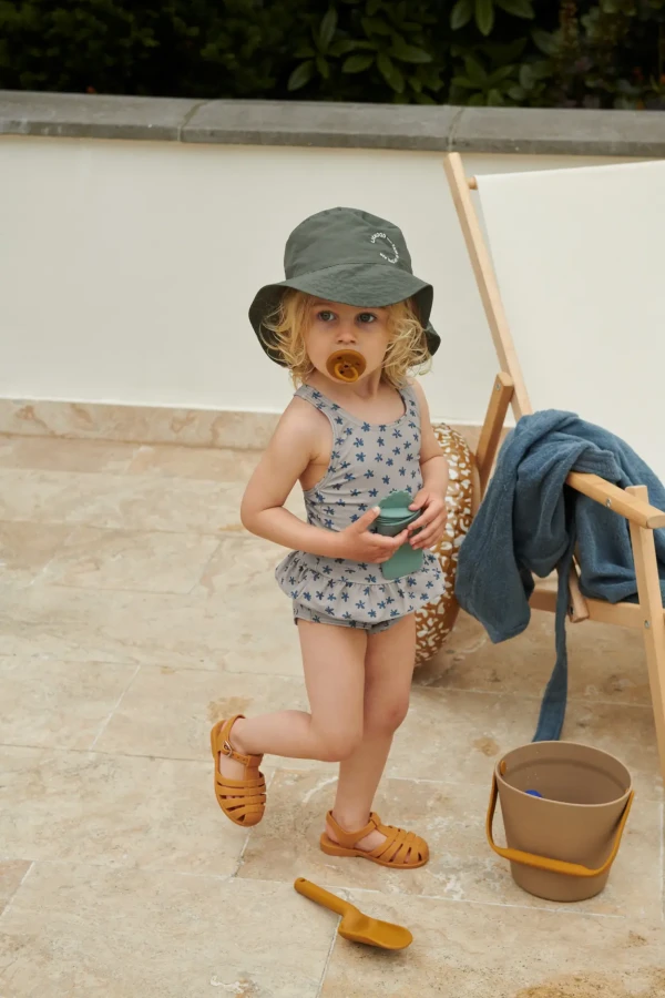 Jednoczęściowy kostium kąpielowy z falbanką Amara - Floral, Mist mix / Liewood