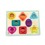 Peek & Explore - Shapes & Emotions : drewniana układanka kształty i emocje z kolorowym filtrem / B.Toys