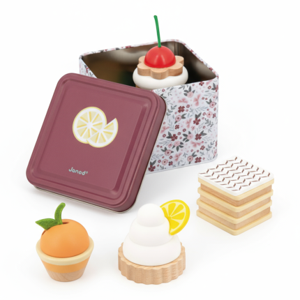 Zestaw drewnianych ciastek w metalowej puszce Twist 3+ / Janod J06627