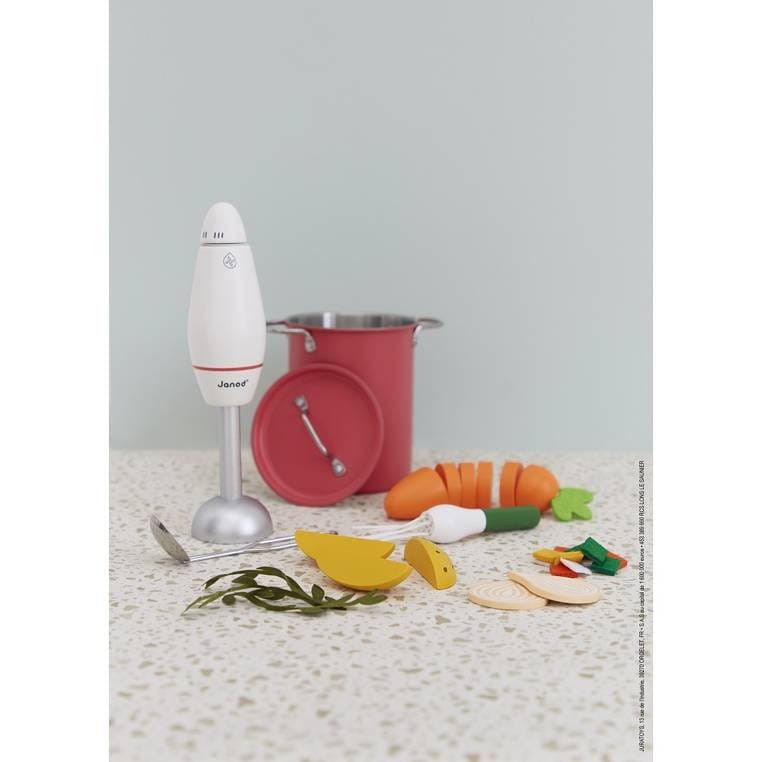 Zestaw do gotowania zupy z drewnianym blenderem i akcesoriami 3+ / Janod J06634