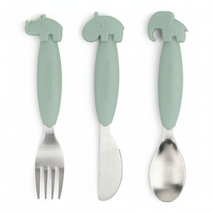 Sztućce dla dziecka Easy-Grip - Green / Done by Deer 1126863