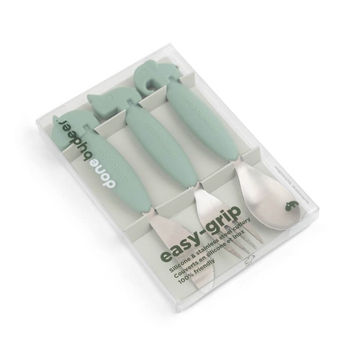 Sztućce dla dziecka Easy-Grip - Green / Done by Deer