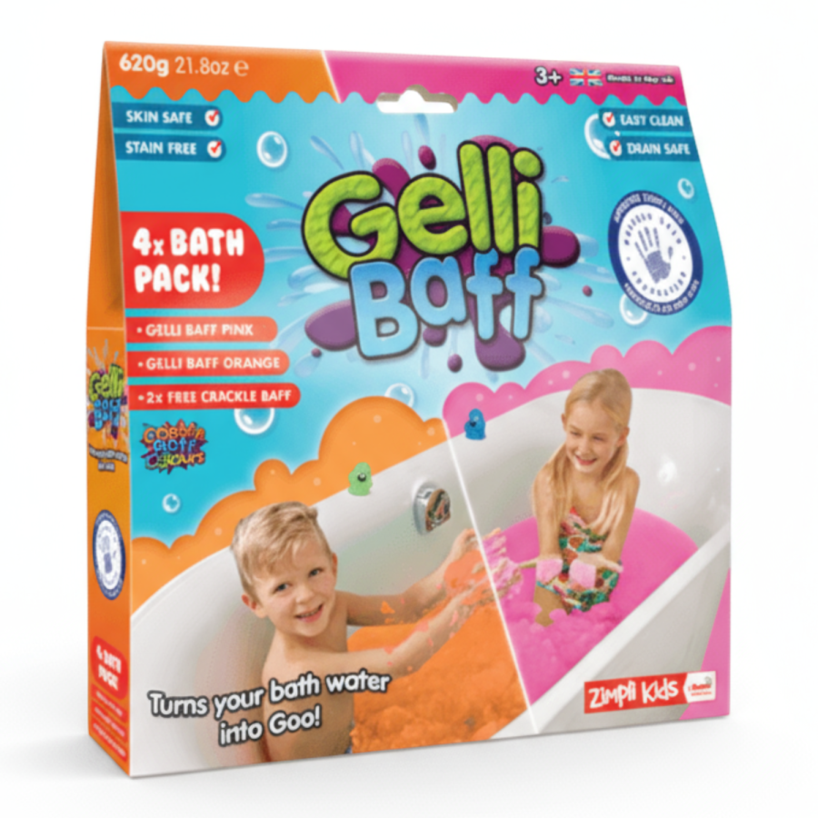 Magiczny proszek do kąpieli Gelli Baff - różowy i pomarańczowy, 4 użycia, 3+ / Zimpli Kids