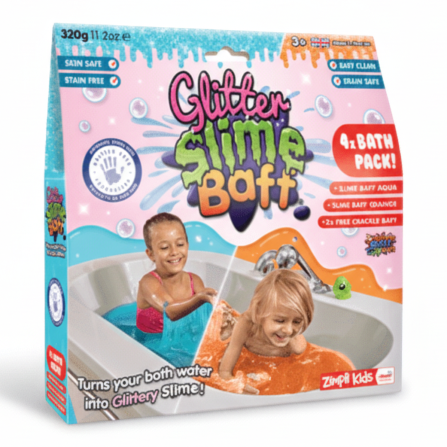 Zestaw do robienia glutów Slime Baff Glitter - pomarańczowy i błękitny, 4 użycia, 3+, 320 g / Zimpli Kids