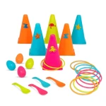 Zestaw do dwóch gier na świeżym powietrzy - obręcze i jajka / B.Toys