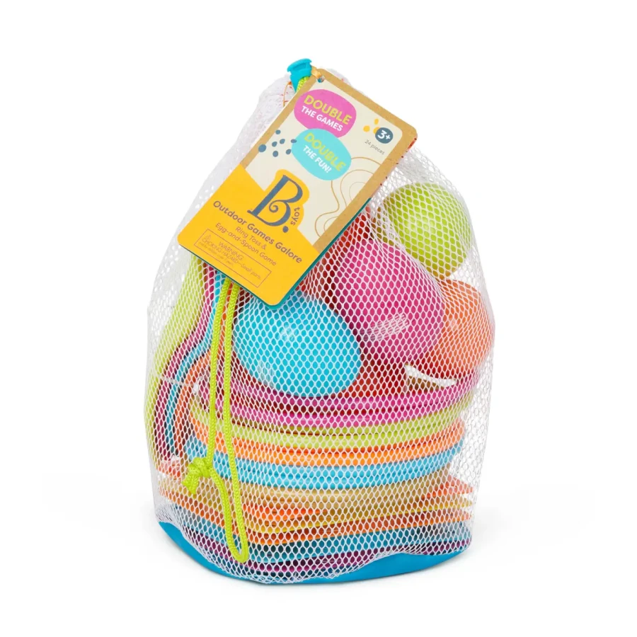 Zestaw do dwóch gier na świeżym powietrzy - obręcze i jajka / B.Toys