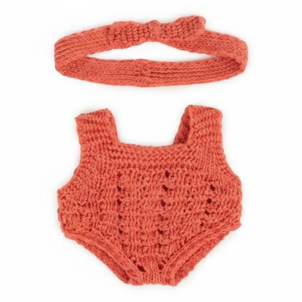 Dzianinowy zestaw dla lalki Miniland 21 cm – rompers z opaską / 31685