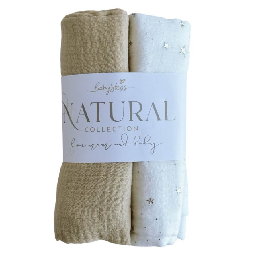 2-pak organicznych otulaczy muślinowych - Natural / BabySteps