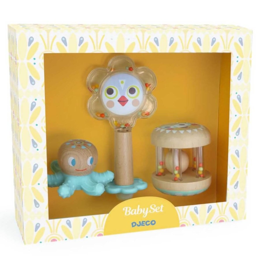 Zestaw dla malucha - 2 grzechotki i gryzak / Djeco DJ06143