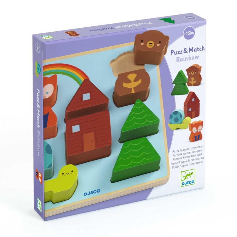 Układanka drewniana 2w1 PUZZ & MATCH RAINBOW / Djeco DJ01078