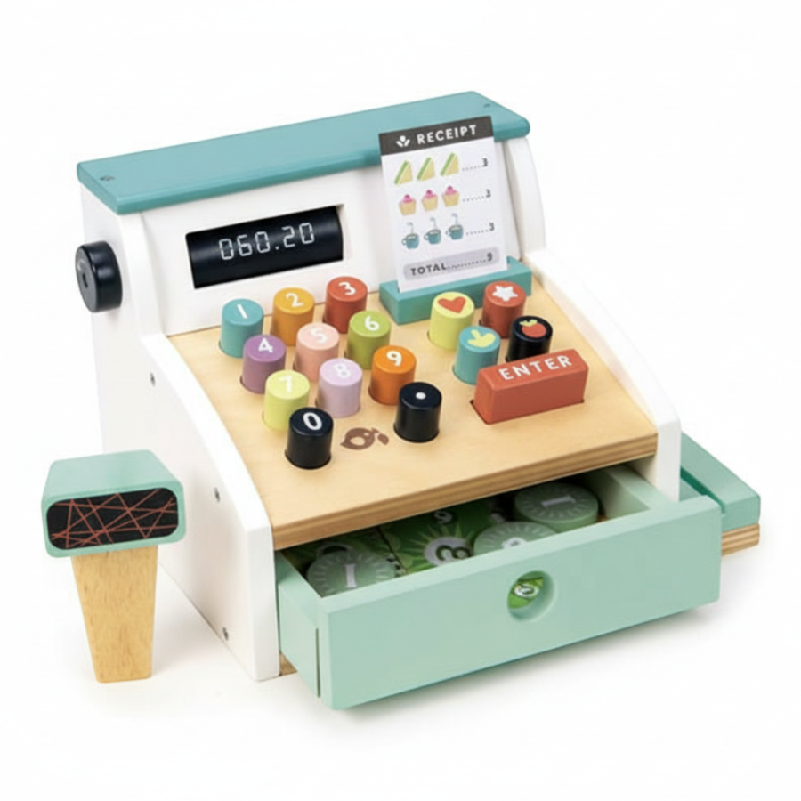 Drewniana kasa sklepowa ze skanerem / Tender Leaf Toys TL8260
