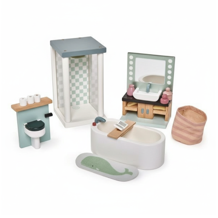 Drewniane meble do domku dla lalek - łazienka / Tender Leaf Toys TL8151