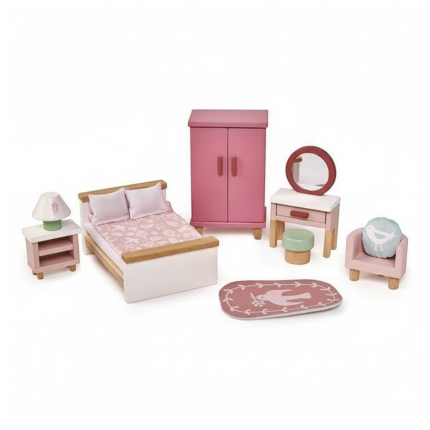 Drewniane meble do domku dla lalek - sypialnia / Tender Leaf Toys TL8152