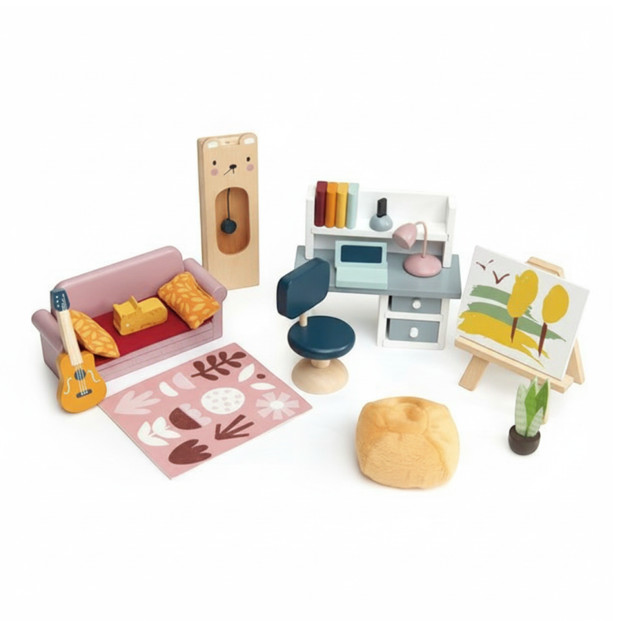 Drewniane meble do domku dla lalek - pokój młodzieżowy / Tender Leaf Toys TL8155