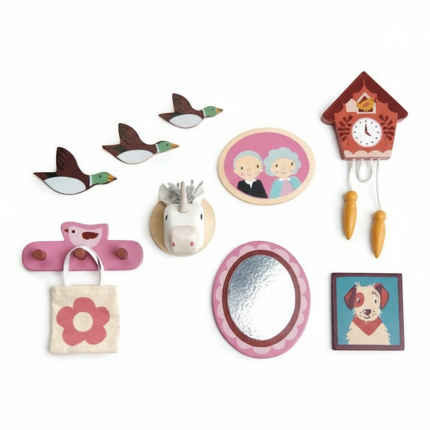 Drewniane akcesoria do domku dla lalek - dekoracje ścienne / Tender Leaf Toys TL8160