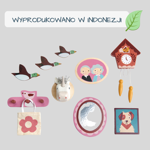 Drewniane akcesoria do domku dla lalek - dekoracje ścienne / Tender Leaf Toys TL8160
