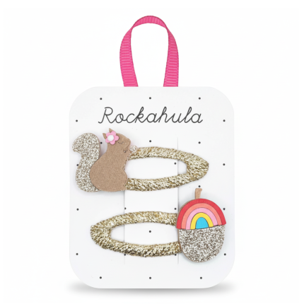 2 spinki do włosów Squirrel and Rainbow Acorn / Rockahula Kids