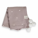 Kocyk popcorn - różowy z kremowymi pomponami / Effiki