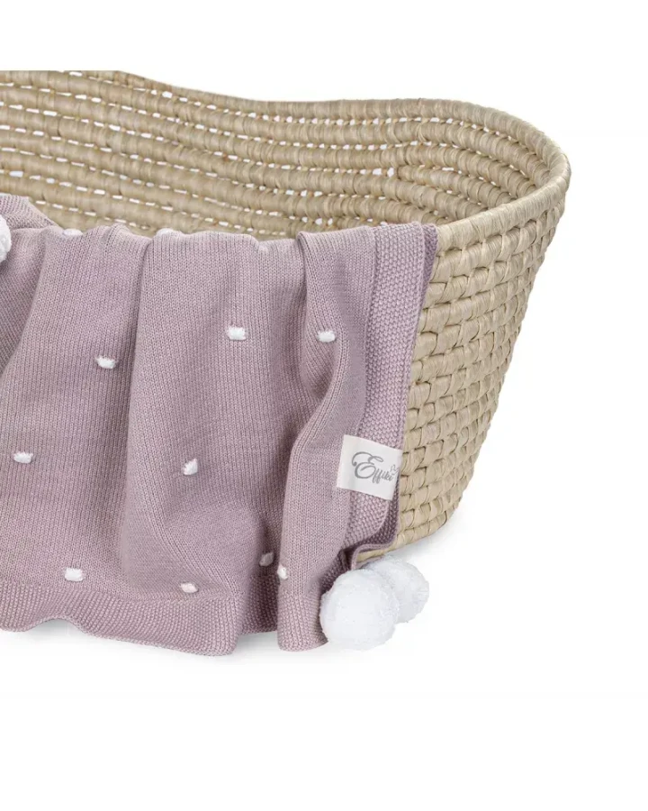 Kocyk popcorn - różowy z kremowymi pomponami / Effiki