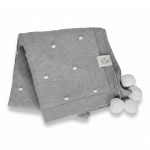 Kocyk popcorn - szary z kremowymi pomponami / Effiki