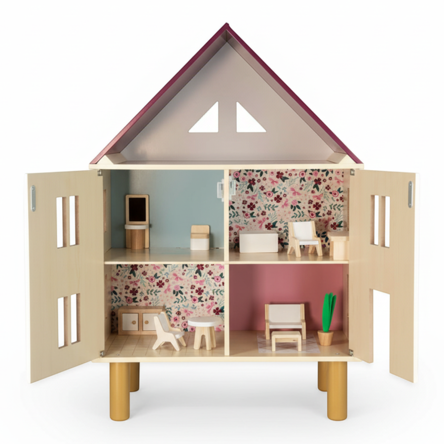 Drewniany domek dla lalek Twist z 11 akcesoriami 3+ / Janod