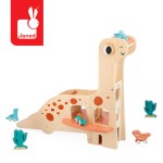 Drewniany garaż piętrowy z windą i 6 akcesoriami Dinozaury 2+ / Janod