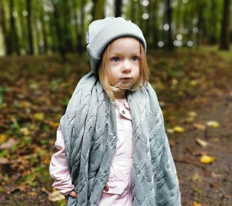 Kocyk z wełny merino - szałwia, kolekcja PREMIUM / Lullalove