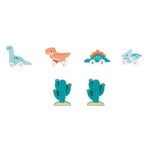 Drewniany garaż piętrowy z windą i 6 akcesoriami Dinozaury 2+ / Janod