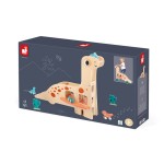 Drewniany garaż piętrowy z windą i 6 akcesoriami Dinozaury 2+ / Janod