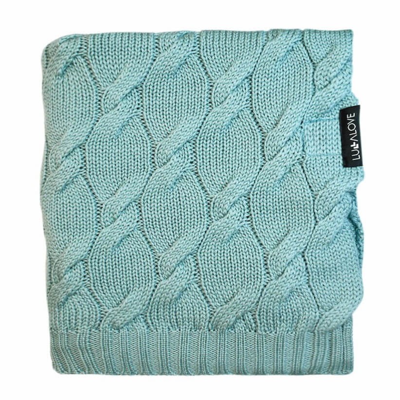 Kocyk z wełny merino - szałwia, kolekcja PREMIUM / Lullalove