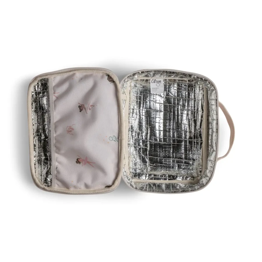 Kwadratowy Lunch Bag, śniadaniówka - Ballerina / Citron