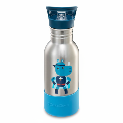Bidon 600 ml ze stali nierdzewnej ze słomką Super Nosorożec Marius / Lilliputiens