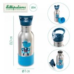 Bidon 600 ml ze stali nierdzewnej ze słomką Super Nosorożec Marius / Lilliputiens