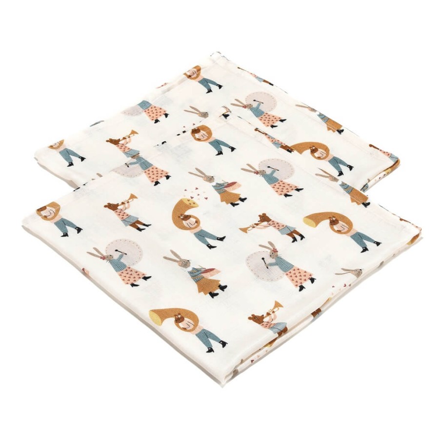 2-pak pieluszek 100% Bamboo Muślin -  HEARTBEAT PINK MUSIC / La Millou