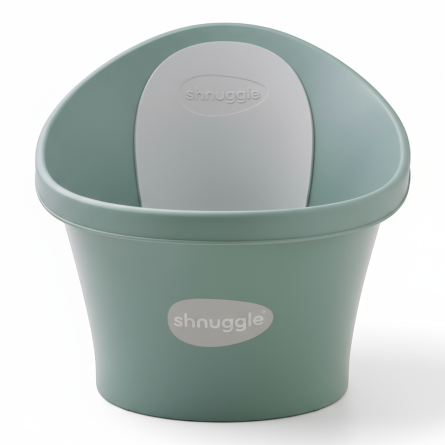 Wanienka z  odpływem i piankowym oparciem - Eucalyptus / Shnuggle Baby