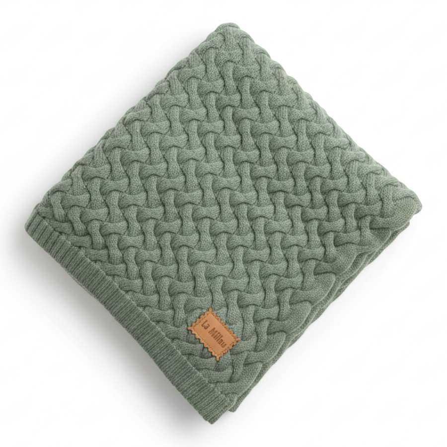 Kocyk ze 100% wełny merino - Stoned green / La Millou