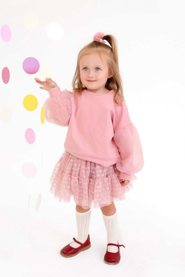 Spódnica serduszka - Jasny brudny róż / Manufaktura Falbanek