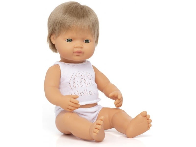 Lalka chłopiec Europejczyk Ciemny blond 38cm Miniland Doll