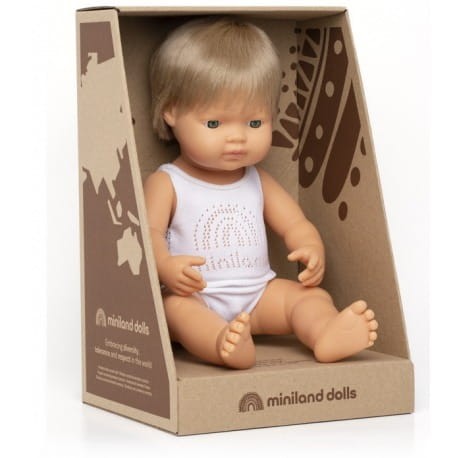 Lalka chłopiec Europejczyk Ciemny blond 38cm Miniland Doll